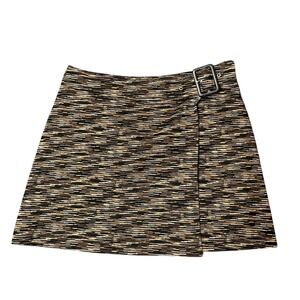 Express Tricot‎ Wrap Skirt Size 7/8 Brown Grunge Vintage 90s Mini Buckle Closure